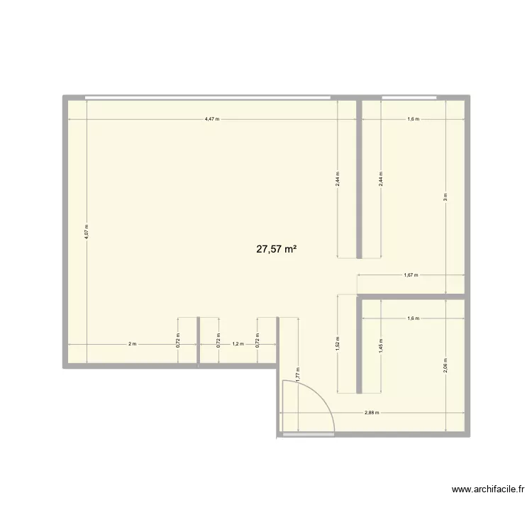 plan studio. Plan de 1 Pièce et 28 m²