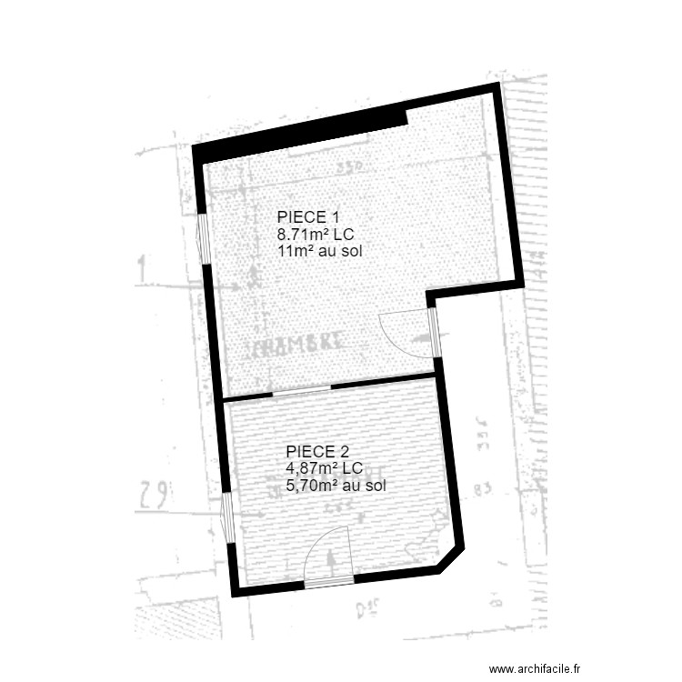 5 BALLU 6E. Plan de 1 pièce et 65 m2
