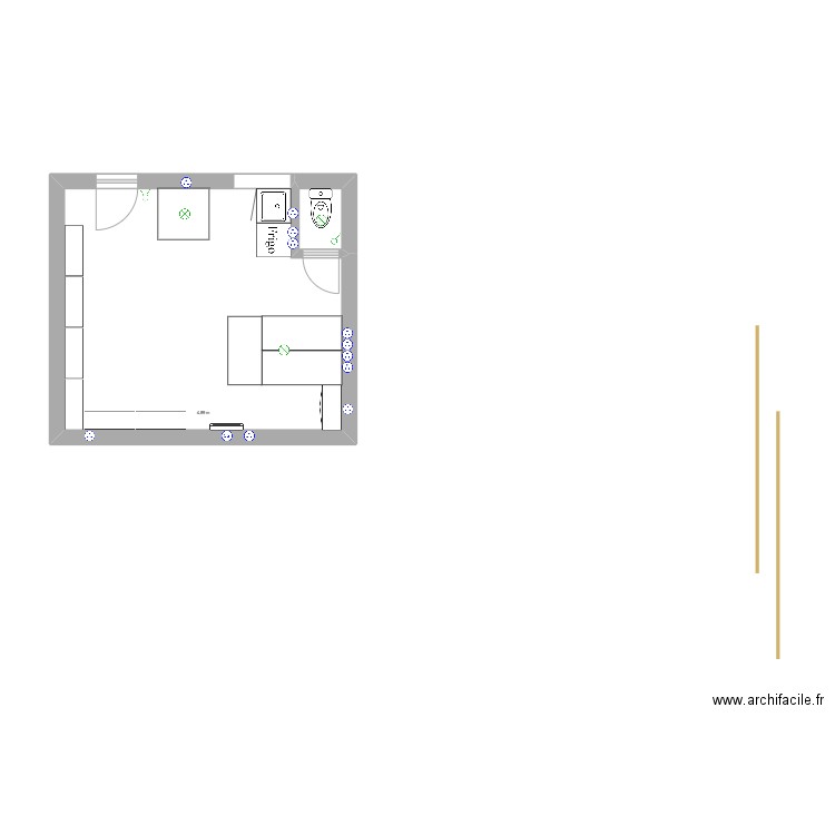 Bureau elec. Plan de 2 pièces et 20 m2