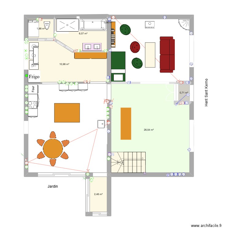 rdc elec sdb. Plan de 7 pièces et 49 m2