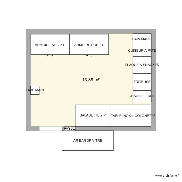 LCDV MARINE. Plan de 1 pièce et 14 m2