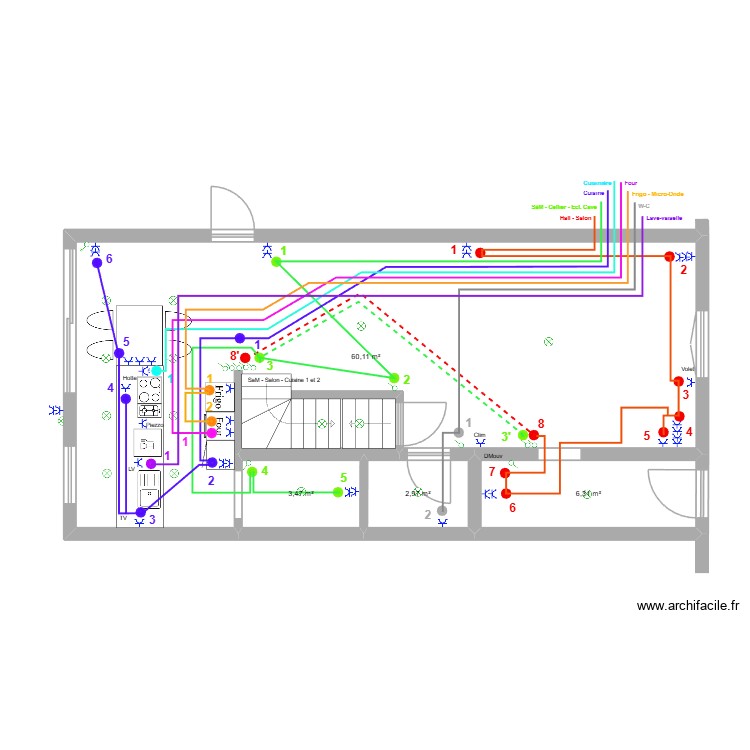 Rez - Cuisine - SaM -  Elecricit&eacute;. Plan de 0 pièce et 0 m2