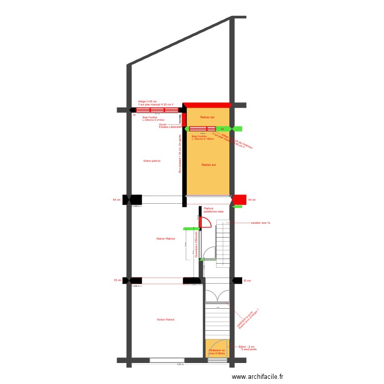 BAUCQ 77 Bel étage Démolition def. Plan de 4 pièces et 100 m2