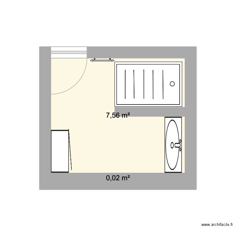 salle de bain. Plan de 2 pièces et 8 m2