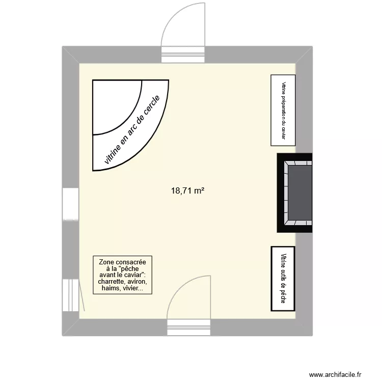 Salle du mus&eacute;e. Plan de 1 Pièce et 19 m²