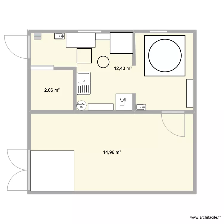 Ty bufala. Plan de 3 Pièces et 29 m²