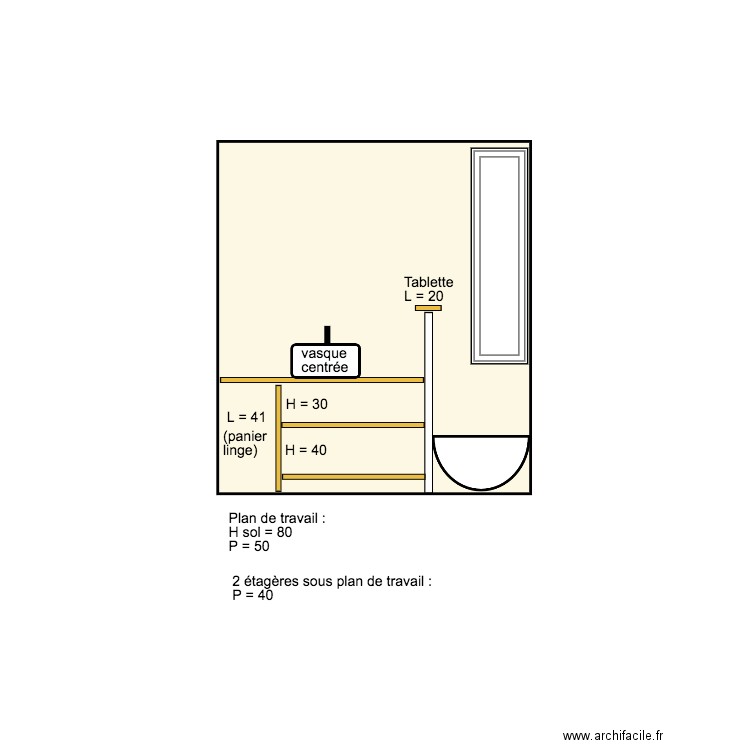 Plan coupe SDB R1 . Plan de 0 pièce et 0 m2