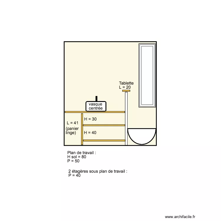 Plan coupe SDB R1 . Plan de 