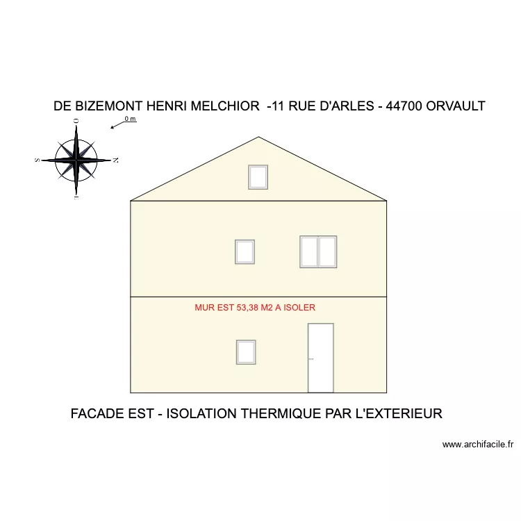 FACADE EST 2 DE BIZEMONT. Plan de 