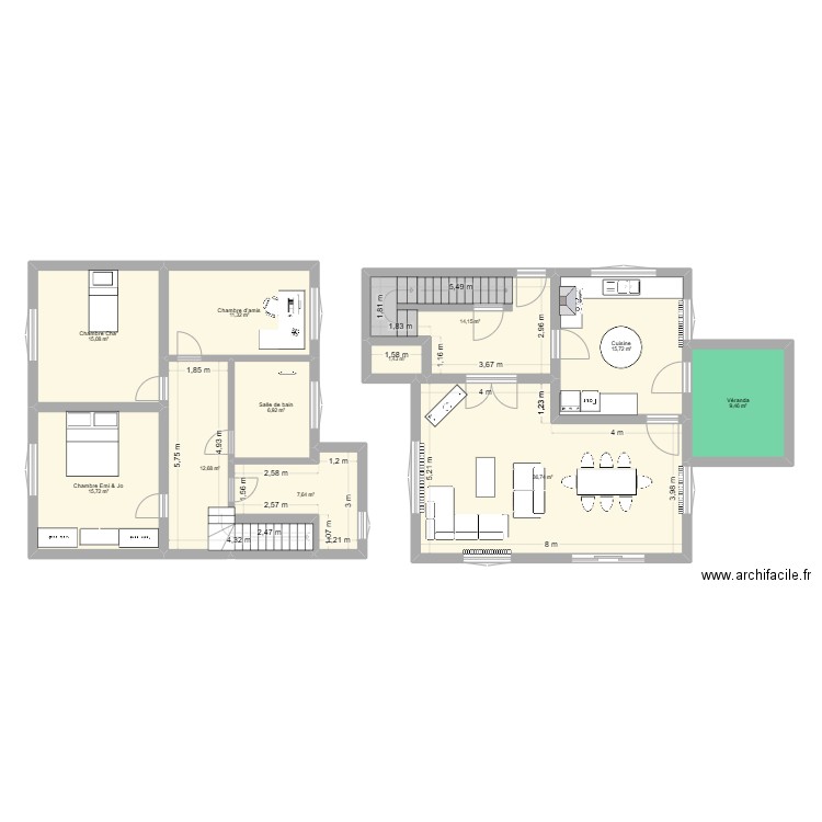 maison estinnes. Plan de 11 pièces et 147 m2