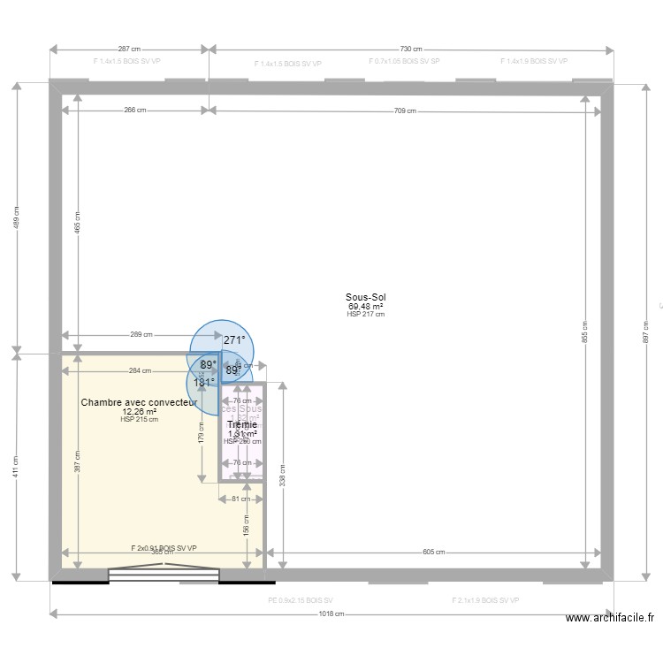 QUERON. Plan de 12 pièces et 163 m2