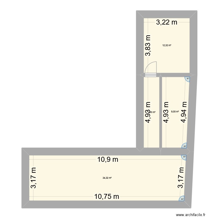 Gite 6/8. Plan de 4 pièces et 61 m2