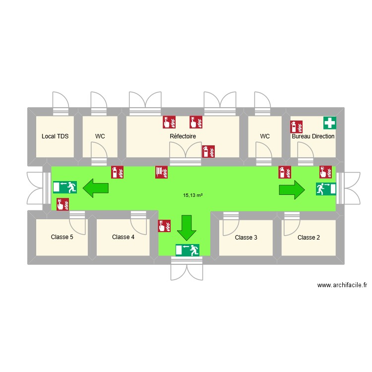 Brûlin. Plan de 10 pièces et 34 m2