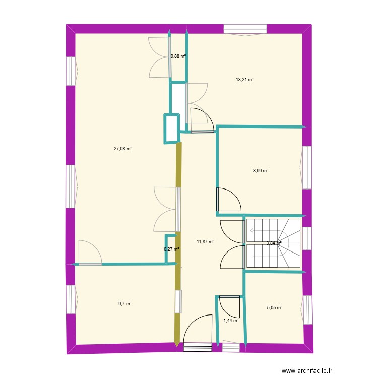 Dommartin. Plan de 10 pièces et 82 m2
