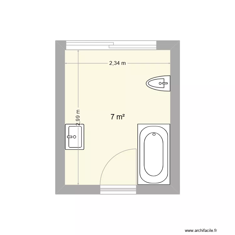SdB1. Plan de 1 Pièce et 7 m²