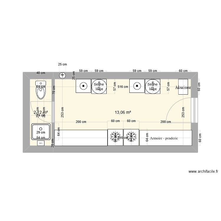 Buanderie. Plan de 0 pièce et 0 m2