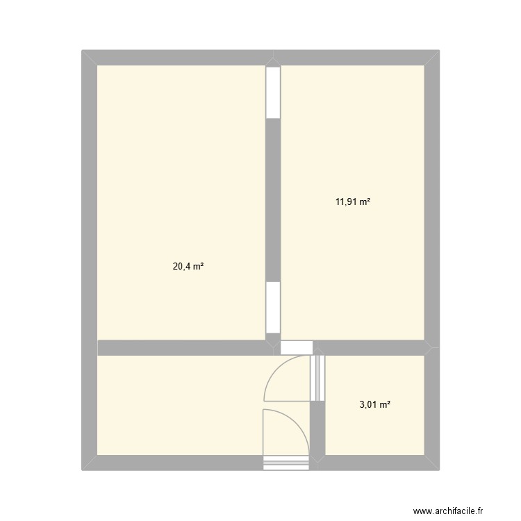 arcade. Plan de 3 pièces et 35 m2