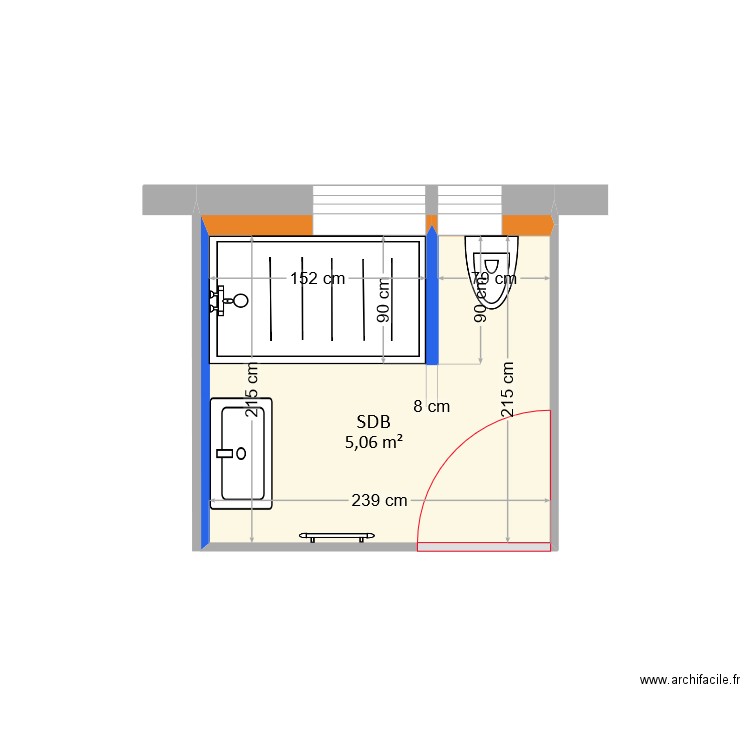 Jofferon - Projet. Plan de 1 pièce et 5 m2