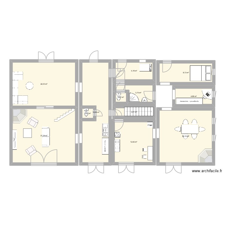 moncoutant. Plan de 12 pièces et 129 m2