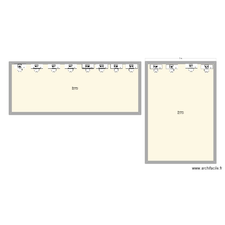 buro 3061. Plan de 2 pièces et 121 m2