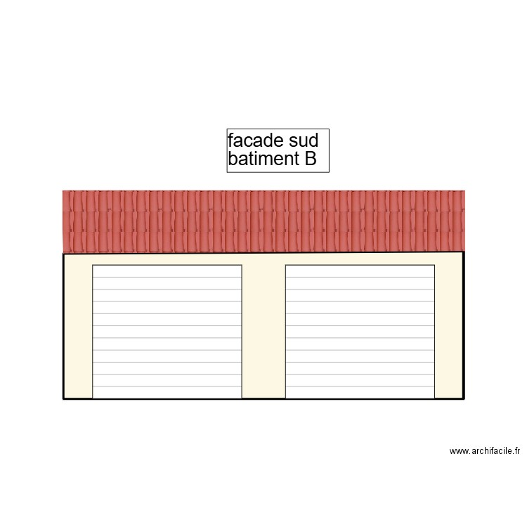 facade B sud. Plan de 1 pièce et 15 m2