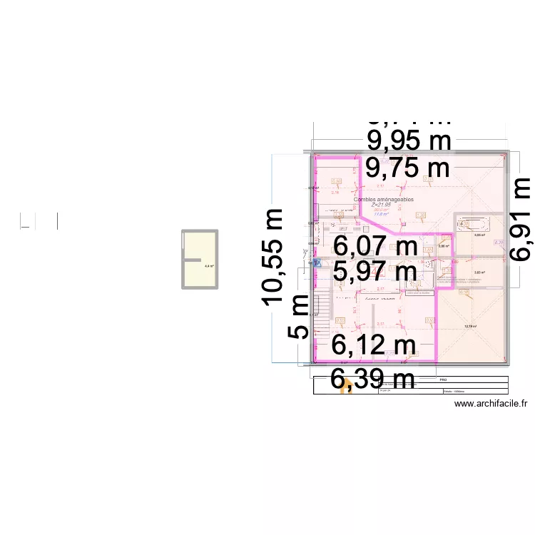 Combles Castel plan de d&eacute;coupe plancher . Plan de 