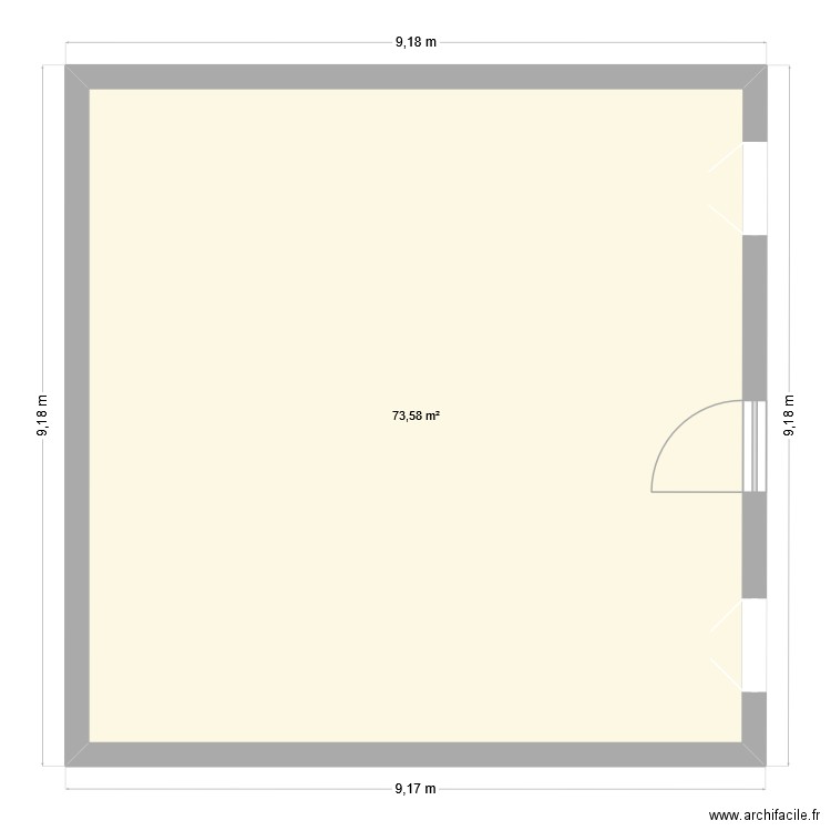 Barradis 1. Plan de 1 pièce et 74 m2