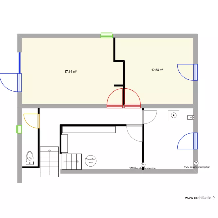 Roseaux. Plan de 2  et 30 m²