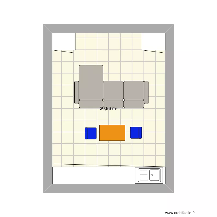 Sans Ilôt. Plan de 1 et 21 m² Sans Ilôt. Plan de 1 et 21 m²
