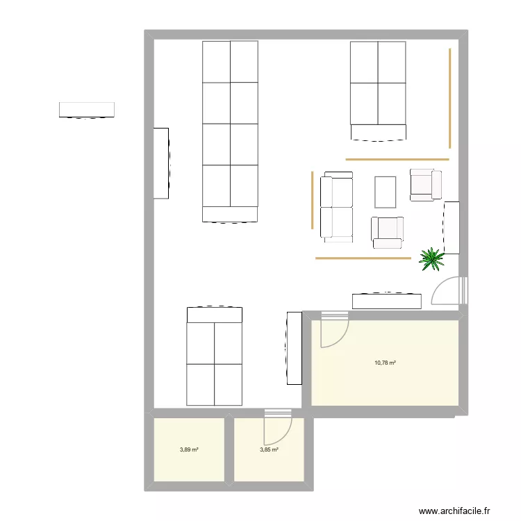 Bureau 2026 Option 2. Plan de 3  et 19 m²
