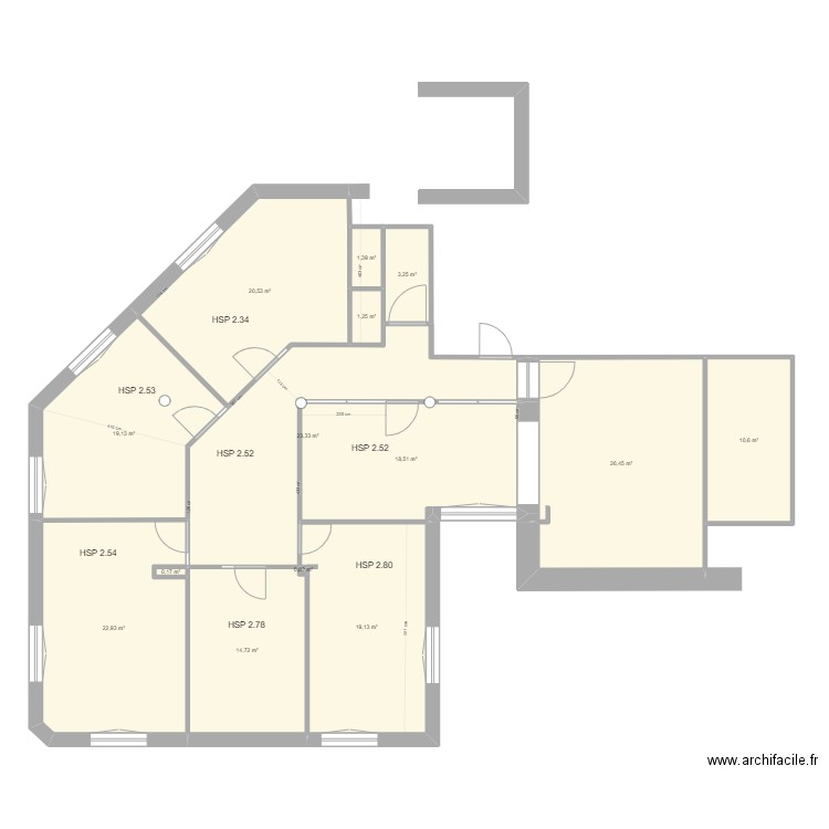 tarbes. Plan de 14 pièces et 181 m2