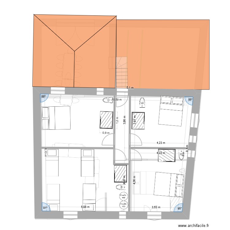projet C5 global. Plan de 1 pièce et 80 m2