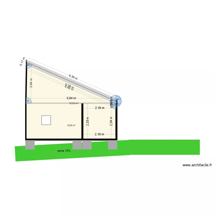 Lacaze vue est. Plan de 3  et 40 m²