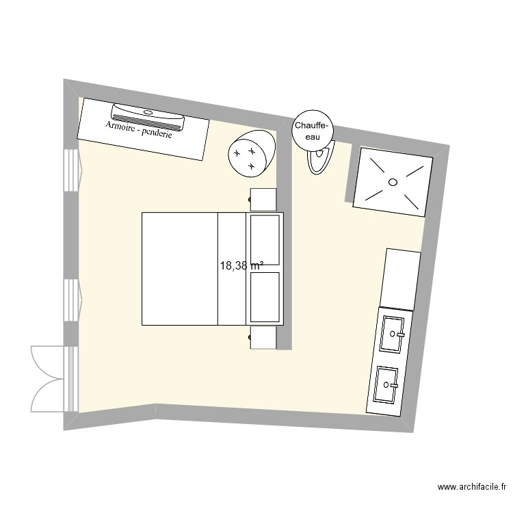 Chambre 4.1. Plan de 1 pièce et 18 m2