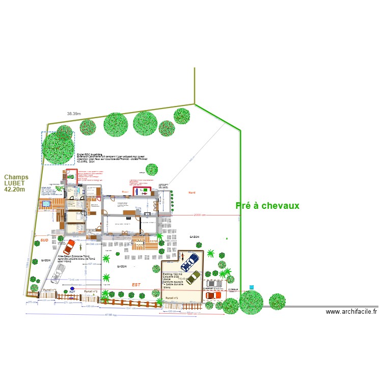 plan masse La Sablère Declaration travaux. Plan de 2 pièces et 168 m2