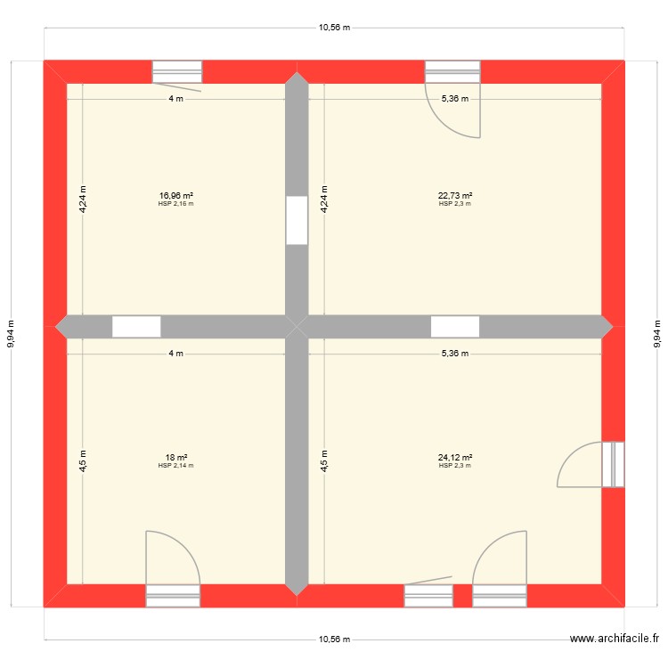 CARRIER. Plan de 4 pièces et 82 m2