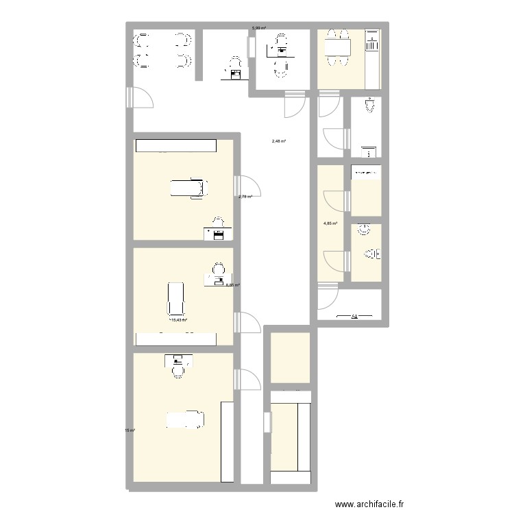 cab parc bordelais. Plan de 8 pièces et 75 m2