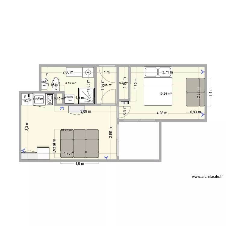 Le Grau du roi v3. Plan de 6  et 31 m²