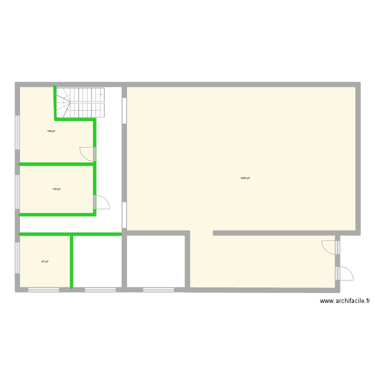 225 Seigneuriale agrandissement 38 X 21. Plan de 4 pièces et 175 m2