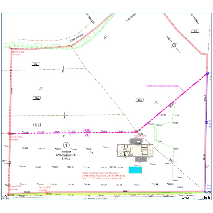 Primavera 4 chambres SP opposée v2 sur terrain. Plan de 14 pièces et 195 m2