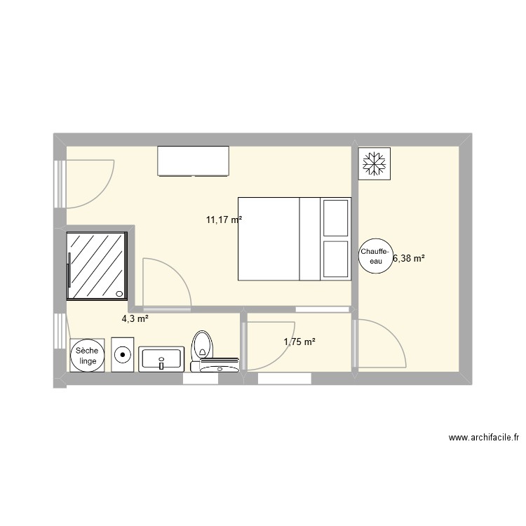 Damgan 1. Plan de 4 pièces et 24 m2