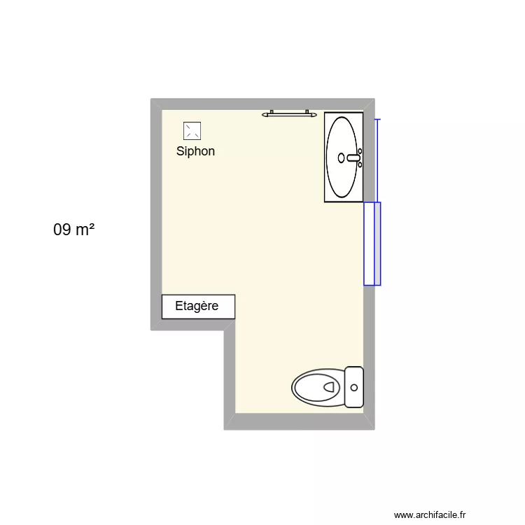 Montravel SDB am&eacute;nagement. Plan de 1  et 5 m²
