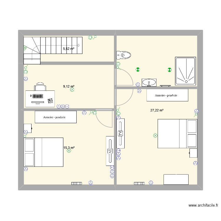 boigneville bas. Plan de 4 pièces et 57 m2