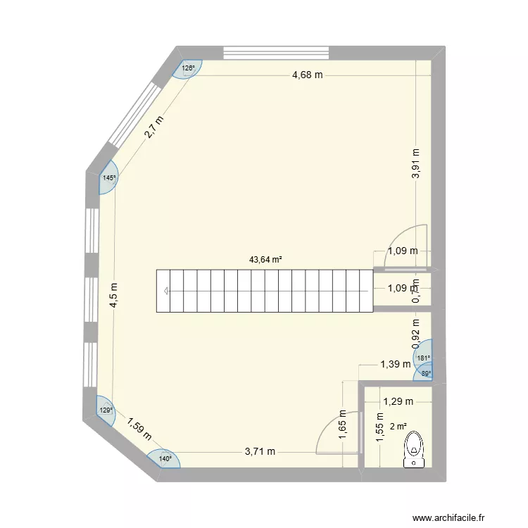 rez-de-chauss&eacute;\". Plan de 2  et 46 m²
