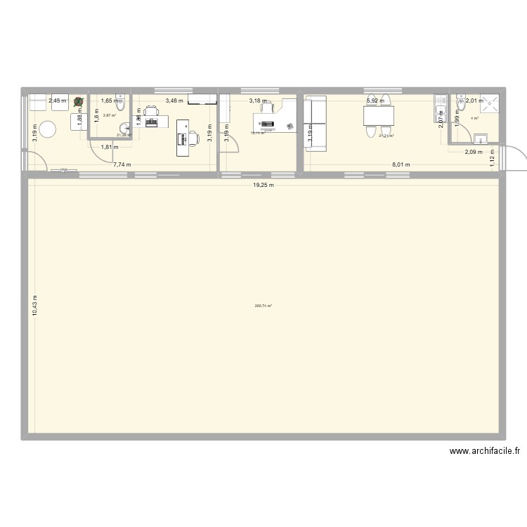 BUREAU CT. Plan de 6 pièces et 260 m2
