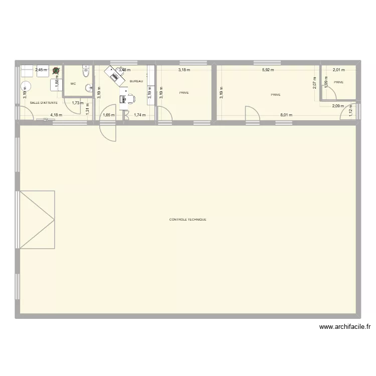 BUREAU CT. Plan de 7 pièces et 267 m²