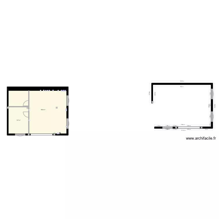 Maison. Plan de 2  et 49 m²