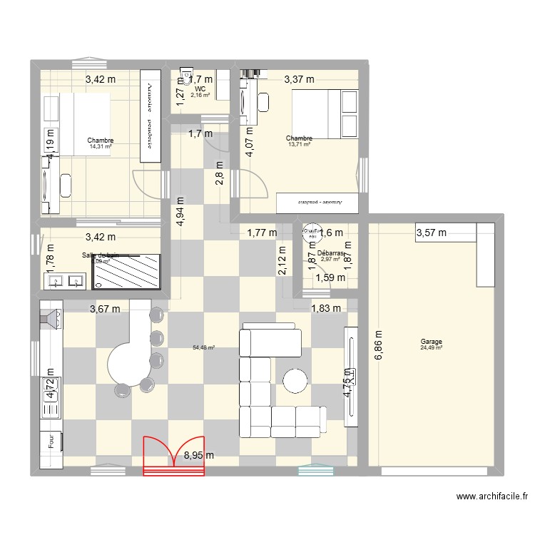 Maison. Plan de 7 pièces et 118 m2