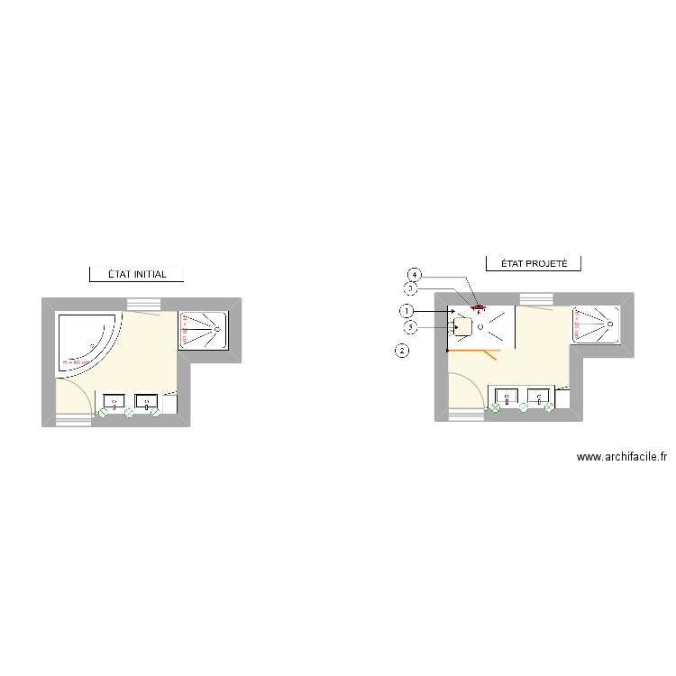 ROLLET. Plan de 2 pièces et 13 m2