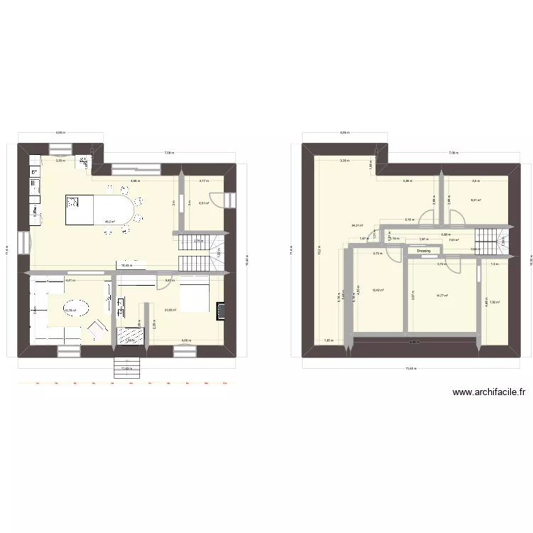 Papillon n&deg;5 - projection 2. Plan de 12  et 184 m²